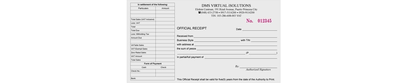 Conventional Official Receipt